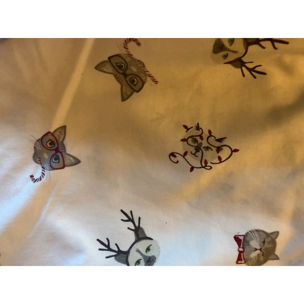 Jingles & Joy Whimsical Cats Christmas Full Set- Fitted Sheet And 2 Pillowcase